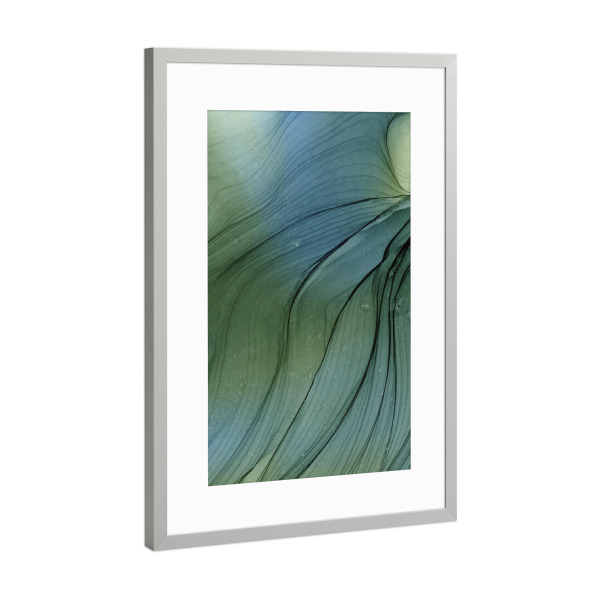 Poster mit Rahmen Silber "Cold waves - abstract art" artboxONE - Abstrakt