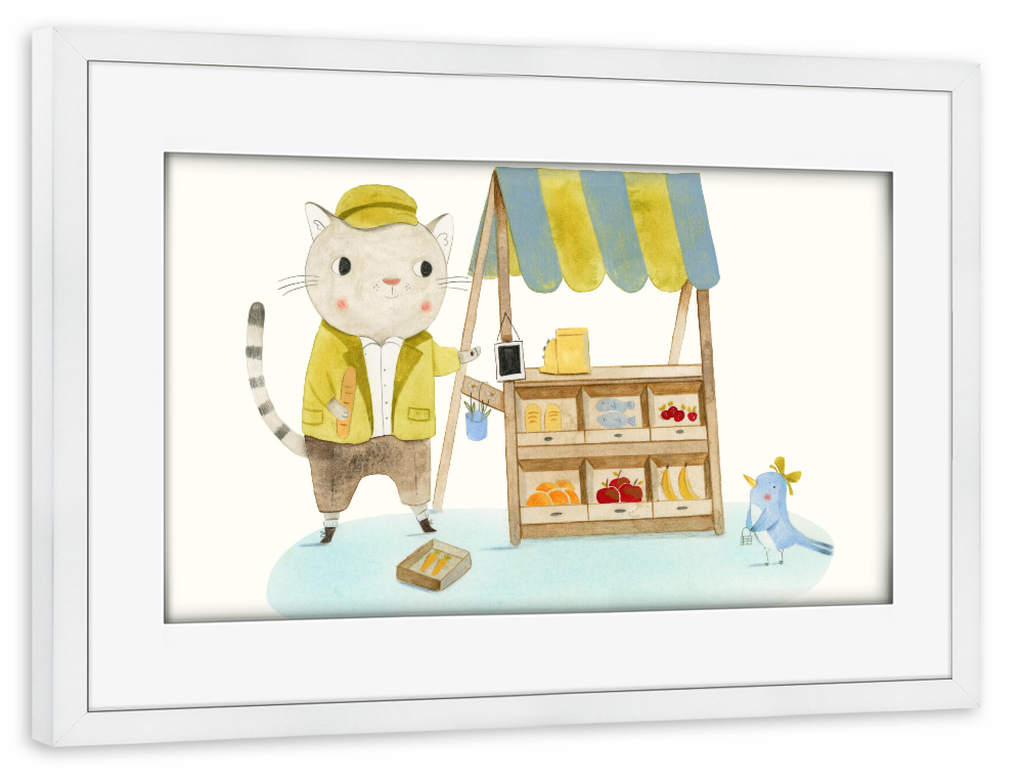 Poster mit Rahmen weiß "Kaufladen" artboxONE - Für Kinder,Tiere,Essen & Trinken