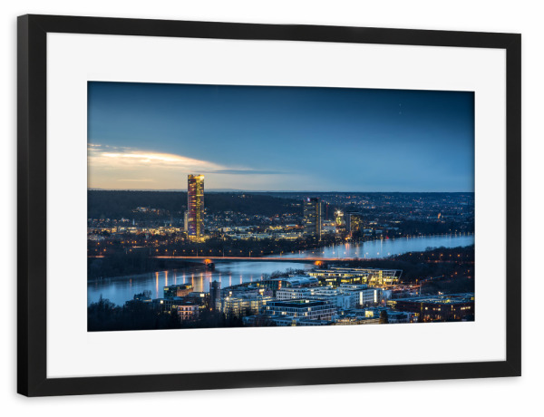 Poster mit Rahmen schwarz "Blaue Stunde in Bonn" artboxONE - Städte,Architektur