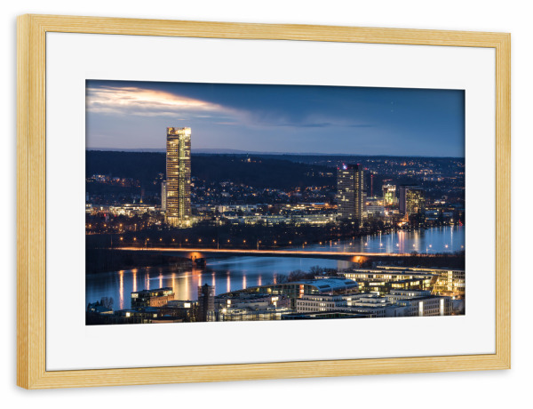 Poster mit Rahmen kiefer "Bonn am Abend" artboxONE - Städte,Architektur