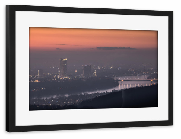 Poster mit Rahmen schwarz "Bonn im Abendlicht" artboxONE - Städte,Architektur