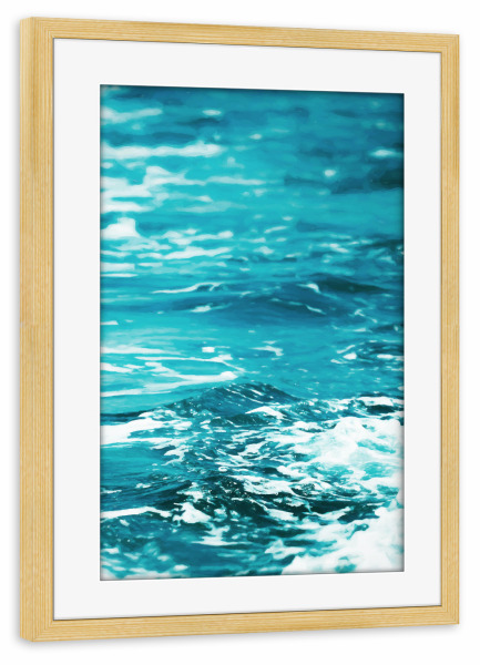 Poster mit Rahmen kiefer "Oceanology" artboxONE - Natur - Expressionism,Acrylic,Ocean,Sea,Nature,Beach,Swim,Waves,Surf,Summer,Water,Wasser,Wellen