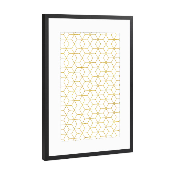Poster mit Rahmen Schwarz (Metallic) "Gold Geometric" artboxONE - Abstrakt,Geometrie