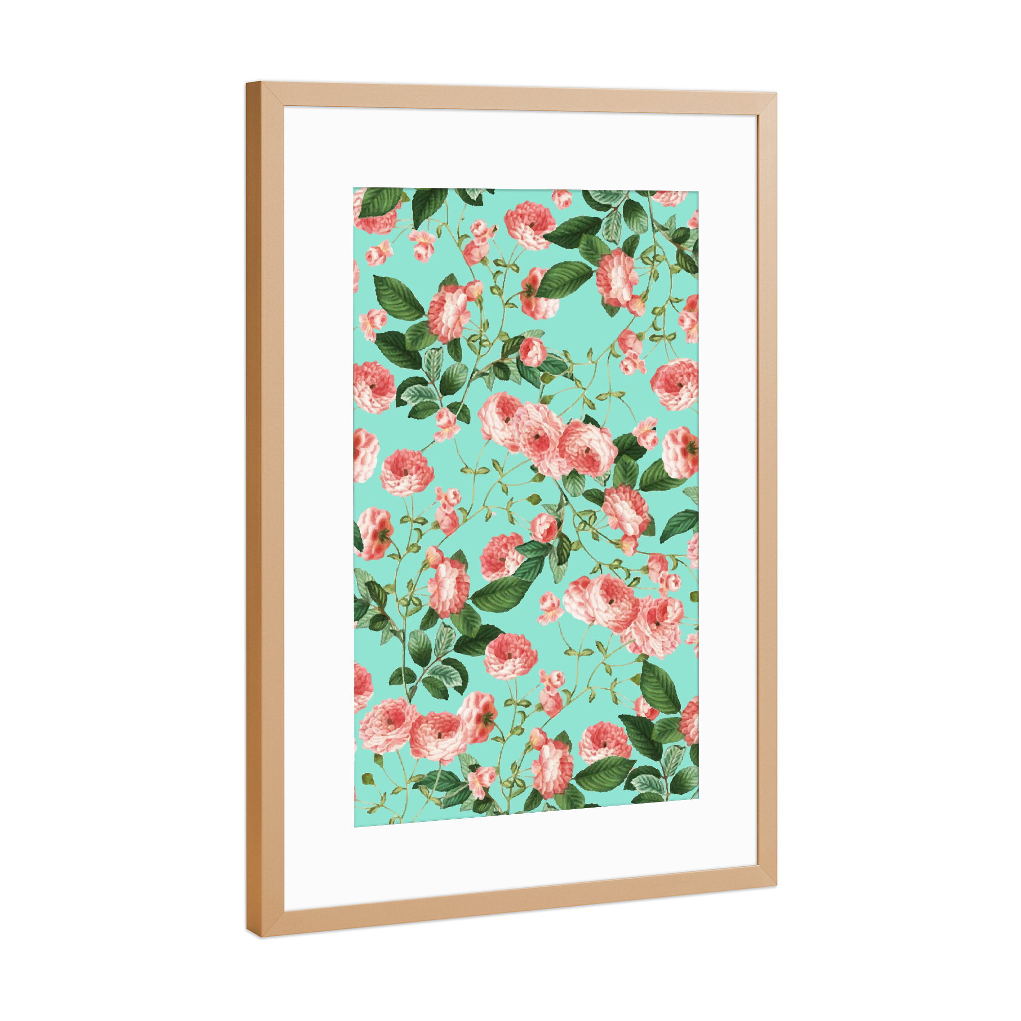 Poster mit Rahmen Kupfer "Rosy Life" artboxONE - Floral