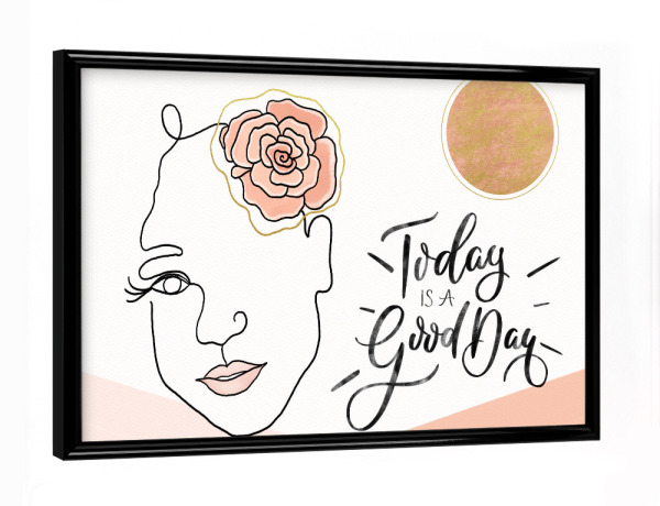 Poster mit schwarzem Rahmen "Mädchen genießt den Tag" artboxONE - Typografie,Floral