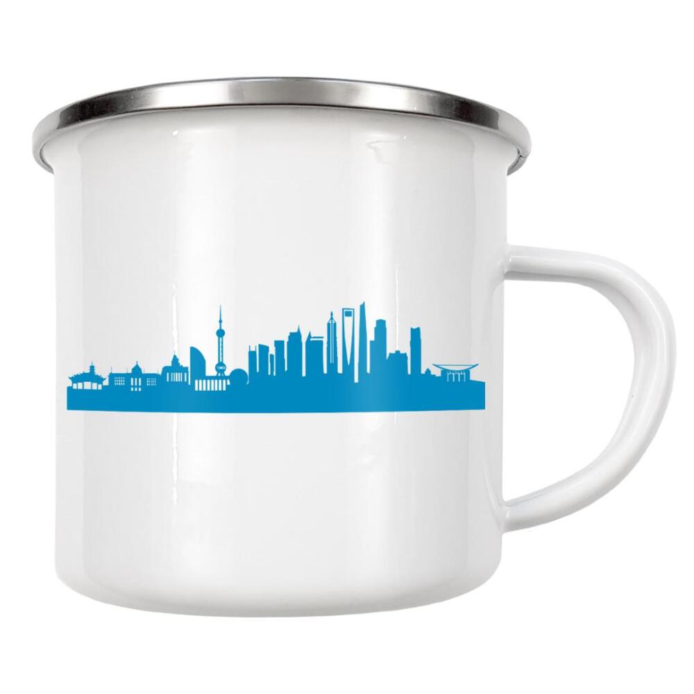 Emaille Tasse "SHANGHAI 05 Skyline Print monochrome Teal" artboxONE - Städte,Abstrakt,Architektur,Städte / Shanghai