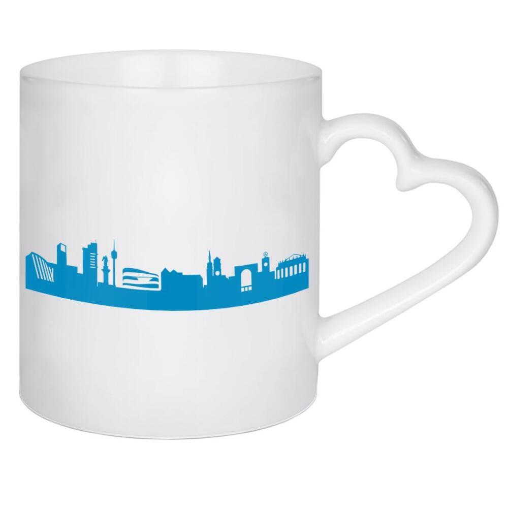 Herztasse "STUTTGART 05 Skyline Print monochrome Teal" artboxONE - Abstrakt,Architektur,Städte / Stuttgart