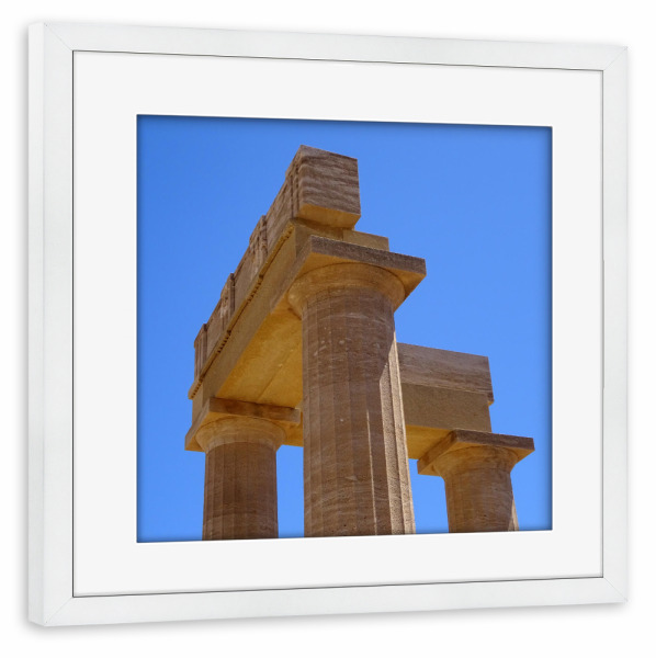 Poster mit Rahmen weiß "Akropolis Lindos, Rhodos" artboxONE - Architektur,Reise / Strand und Meer,Reise / Länder