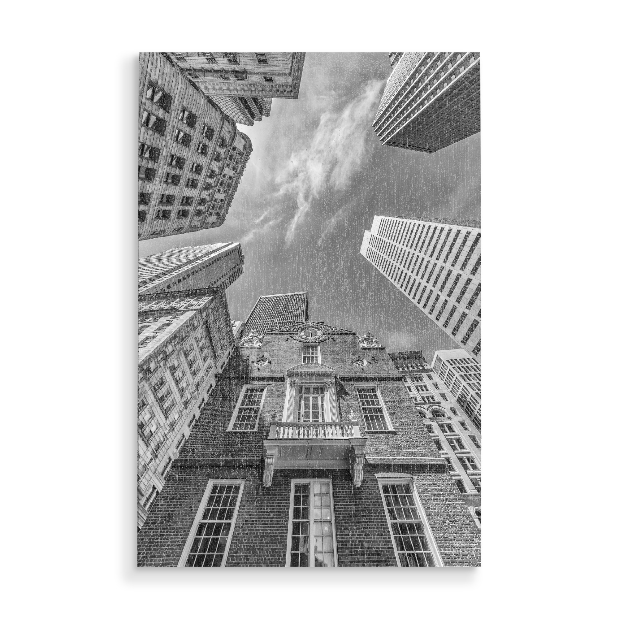 Holzbild "BOSTON Old State House" artboxONE - Schwarzweiß,Städte / Boston