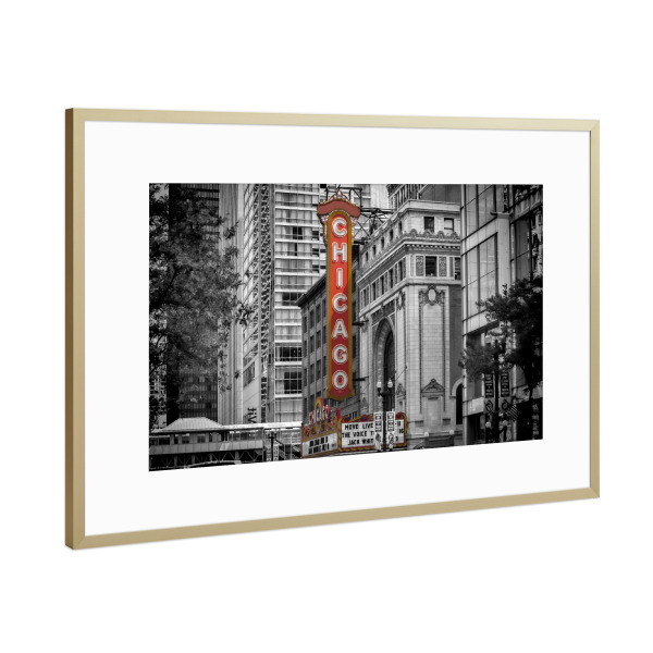 Poster mit Rahmen Gold "CHICAGO Impression" artboxONE - Architektur,Städte / Chicago