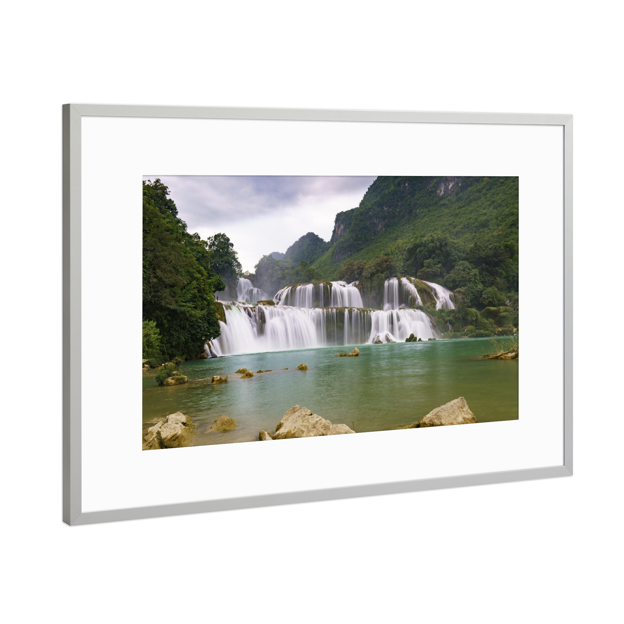 Poster mit Rahmen Silber "Vietnamesicher Wasserfall" artboxONE - Natur,Reise,Menschen,Reise / Asien,Reise / Länder
