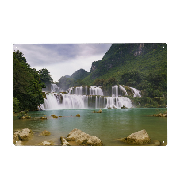 Metall Poster "Vietnamesicher Wasserfall" artboxONE - Natur,Reise,Menschen,Reise / Asien,Reise / Länder