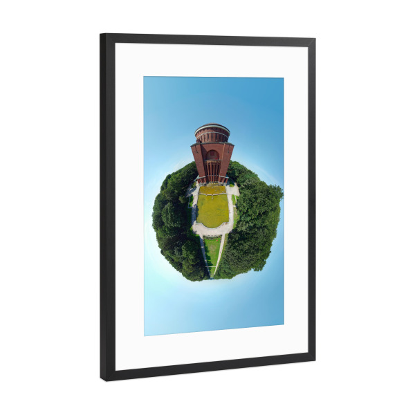 Poster mit Rahmen Schwarz (Metallic) "Hamburg-Planetarium, H30m, D50m" artboxONE - Natur,Architektur