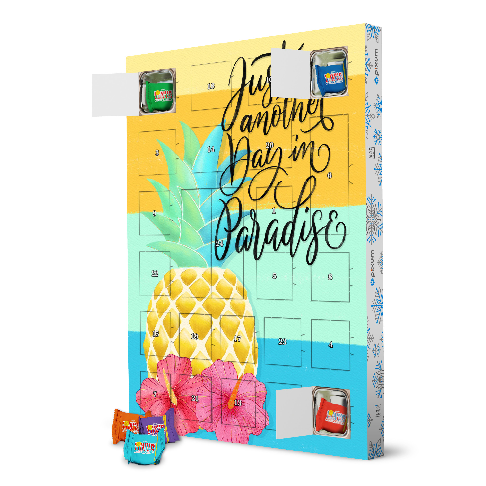 Adventskalender mit Tony's Chocolonely Sommer Paradies artboxONE Adventskalender Typografie