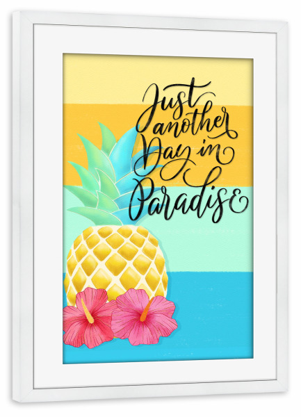 Poster mit Rahmen weiß "Sommer Paradies" artboxONE - Typografie,Floral,Essen & Trinken / Obst & Gemüse