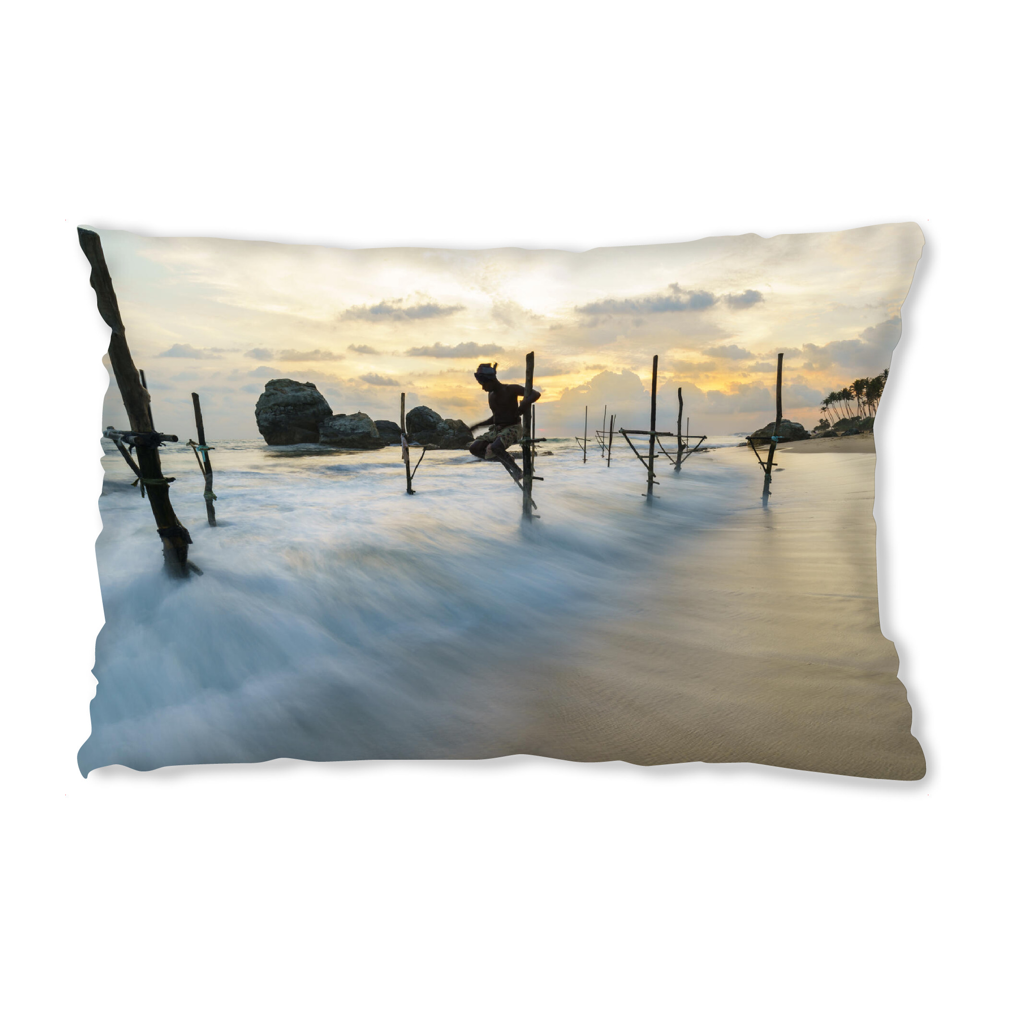 Design-Kissen "Sri Lankan Fisherman" artboxONE - Natur,Reise,Menschen,Reise / Strand und Meer,Reise / Asien