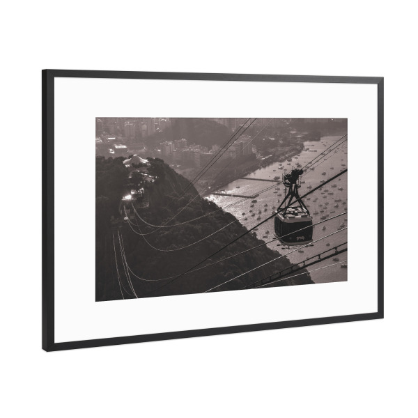 Poster mit Rahmen Schwarz (Metallic) "Cable car in Rio Janeiro Brasilien" artboxONE - Städte,Natur,Reise,Städte / Rio de Janeiro