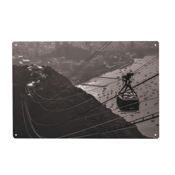 Metall Poster "Cable car in Rio Janeiro Brasilien" artboxONE - Städte,Natur,Reise,Städte / Rio de Janeiro