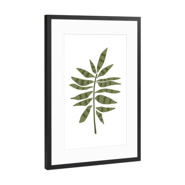 Poster mit Rahmen Schwarz (Metallic) "Abstract leaf boho" artboxONE - Floral