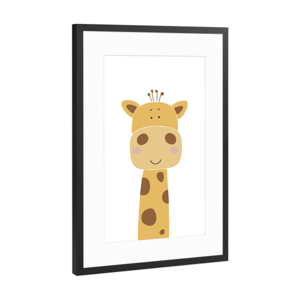 Poster mit Rahmen Schwarz (Metallic) "Abstract baby giraffe printable" artboxONE - Für Kinder,Tiere,Lustig