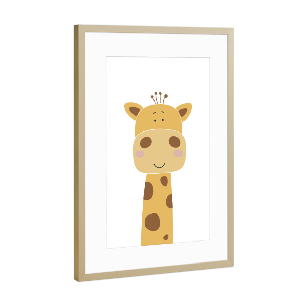 Poster mit Rahmen Gold "Abstract baby giraffe printable" artboxONE - Für Kinder,Tiere,Lustig