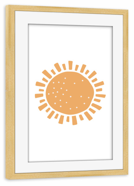 Poster mit Rahmen kiefer "Abstract boho sun" artboxONE - Natur,Abstrakt - Abstract,Sunshine,Art,Digital,Yellow,Baby,Sun,Sonne,Boho,Abstrakt