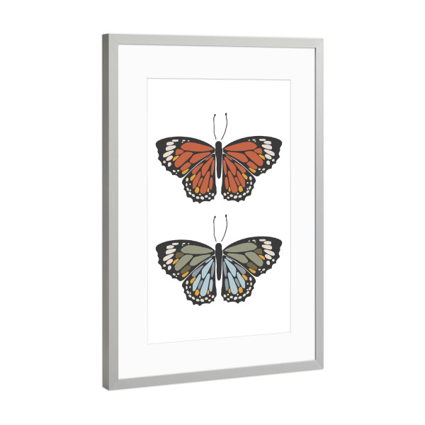 Poster mit Rahmen Silber "Abstract boho butterfly" artboxONE - Tiere