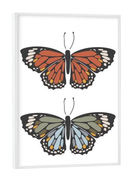 Poster mit weißem Rahmen "Abstract boho butterfly" artboxONE - Tiere