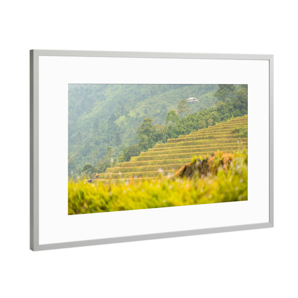 Poster mit Rahmen Silber "Wanderung durch Reisterrassen" artboxONE - Natur,Reise,Reise / Asien,Reise / Länder