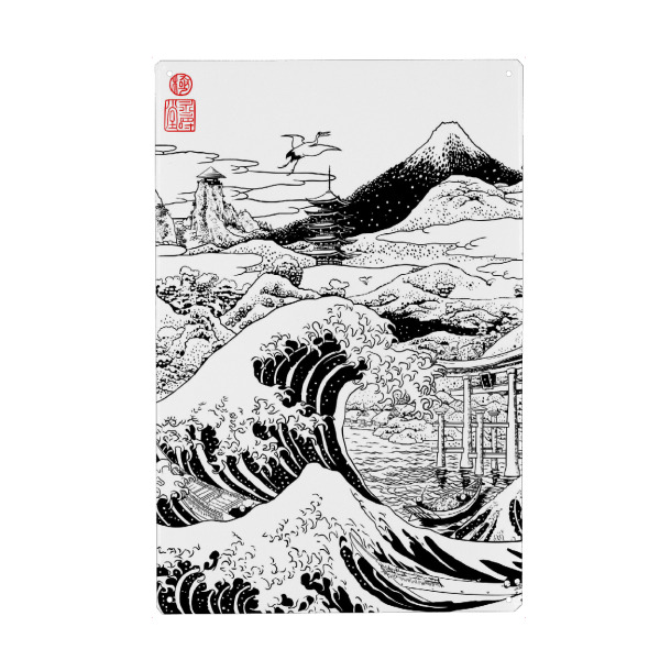 Holzbild "The great wave Mount Fujiyama" artboxONE - Natur,Reise,Reise / Strand und Meer,Städte / Tokio