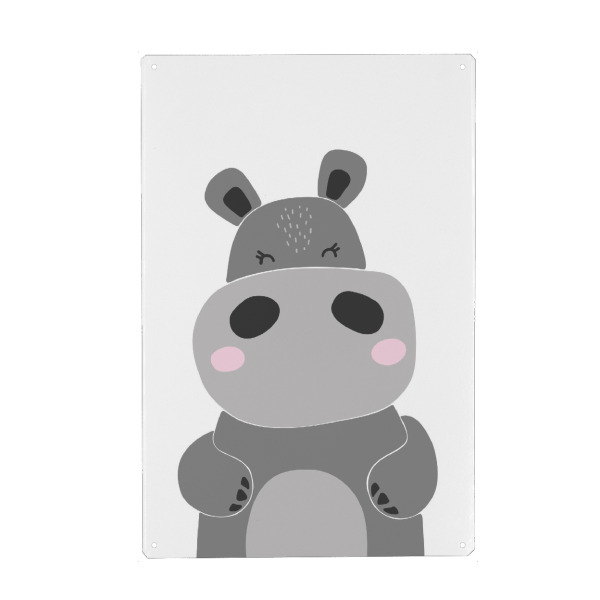 Metall Poster "Abstract hippo art" artboxONE - Für Kinder,Tiere,Comic