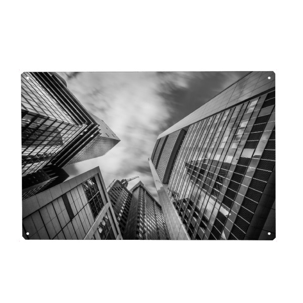 Holzbild "Skyscrapers Black and White" artboxONE - Schwarzweiß,Architektur,Städte / Frankfurt