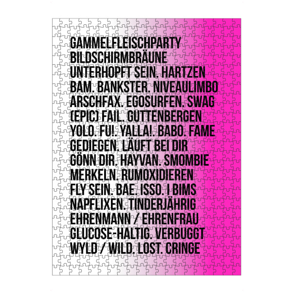 artboxONE Puzzle "JUGENDWÖRTER - COLOR" artboxONE - Typografie,Schwarzweiß,Lustig - Jugendwort,Jahres,Jugendwörter,Jugensprache,Typo,Typografie