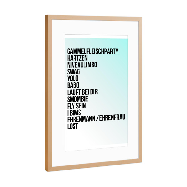 Poster mit Rahmen Kupfer "JUGENDWORT - COLOR" artboxONE - Typografie,Schwarzweiß,Lustig