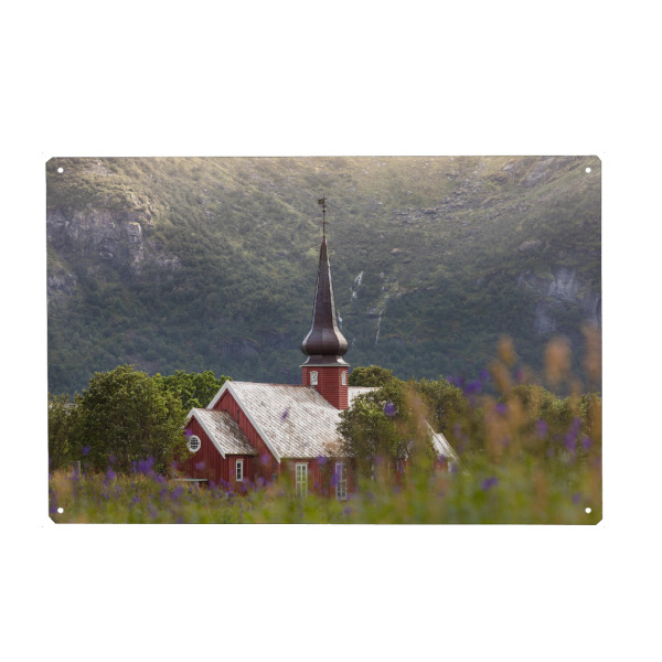 Holzbild "Flakstad Church" artboxONE - Reise,Architektur