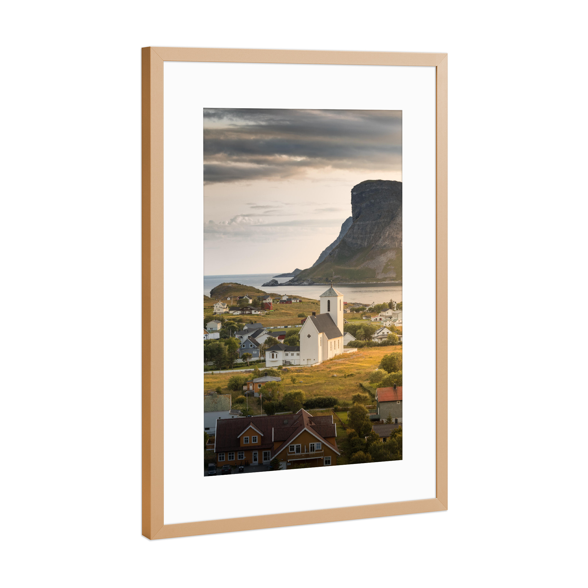 Poster mit Rahmen Kupfer "Lofoten Kirke" artboxONE - Natur,Reise