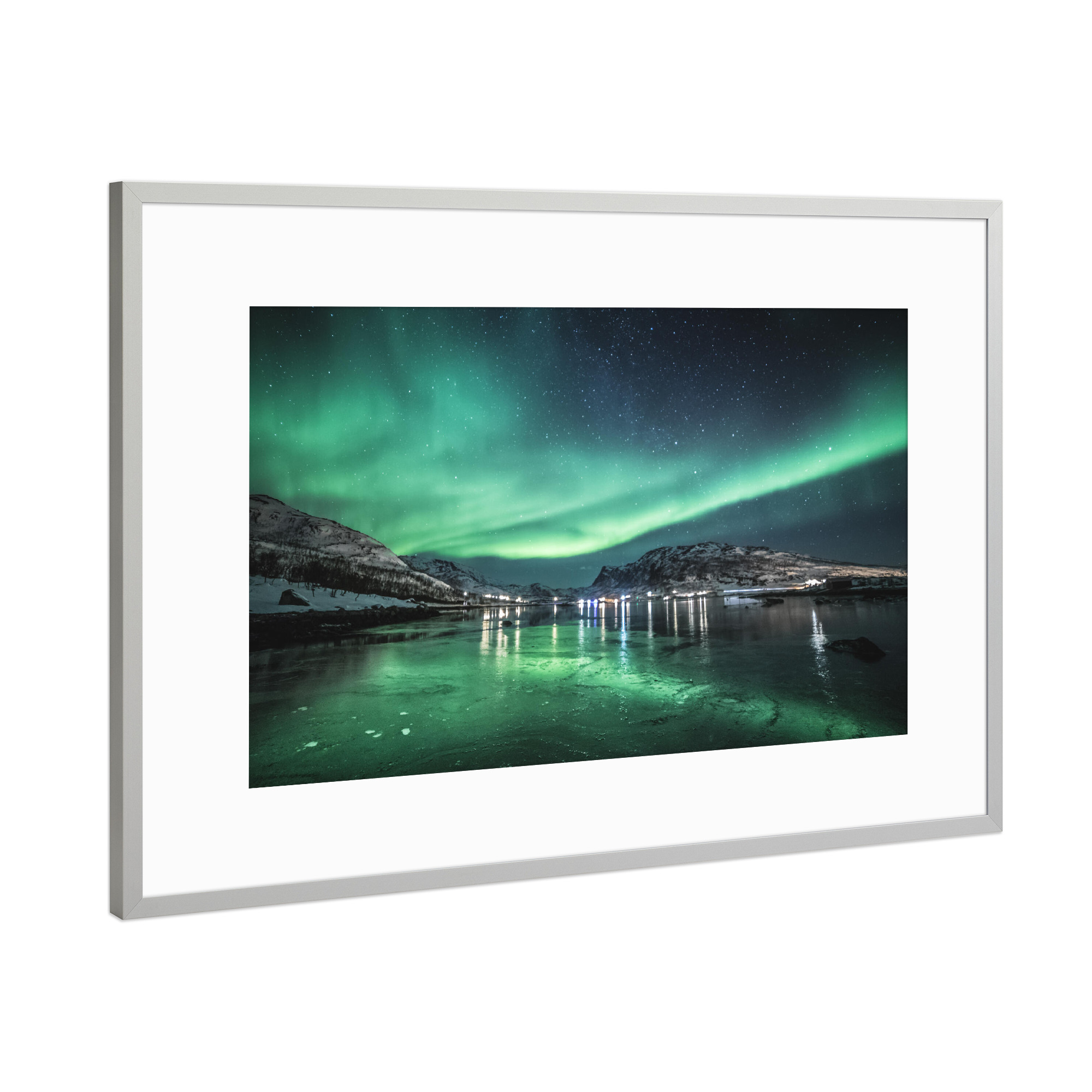 Poster mit Rahmen Silber "Nordic Reflection" artboxONE - Natur
