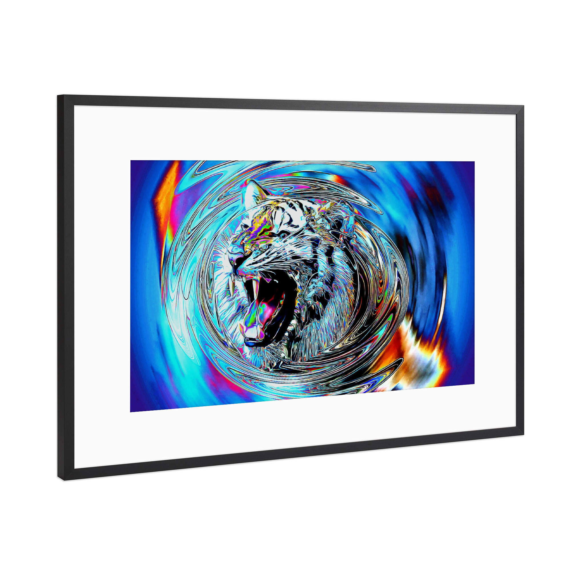 Poster mit Rahmen Schwarz (Metallic) "Tiger Art A" artboxONE - Natur,Tiere,Abstrakt - Tiger,Art,Popart,Pop,Tierportrait,Portrait,Tier,Animal