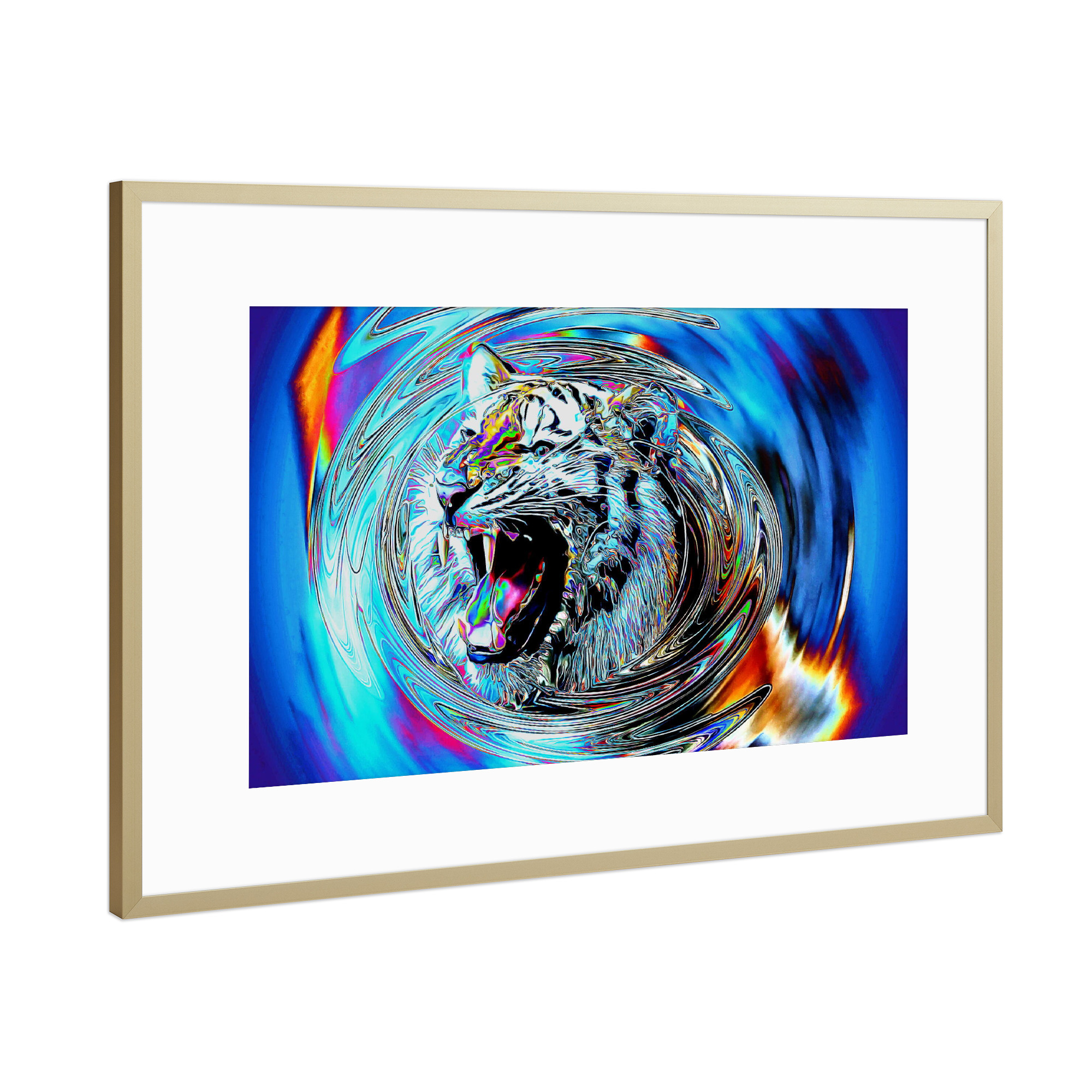 Poster mit Rahmen Gold "Tiger Art A" artboxONE - Natur,Tiere,Abstrakt - Tiger,Art,Popart,Pop,Tierportrait,Portrait,Tier,Animal