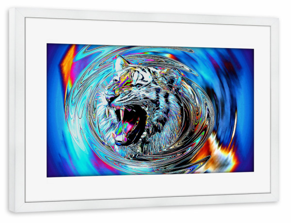 Poster mit Rahmen weiß "Tiger Art A" artboxONE - Natur,Tiere,Abstrakt - Tiger,Art,Popart,Pop,Tierportrait,Portrait,Tier,Animal