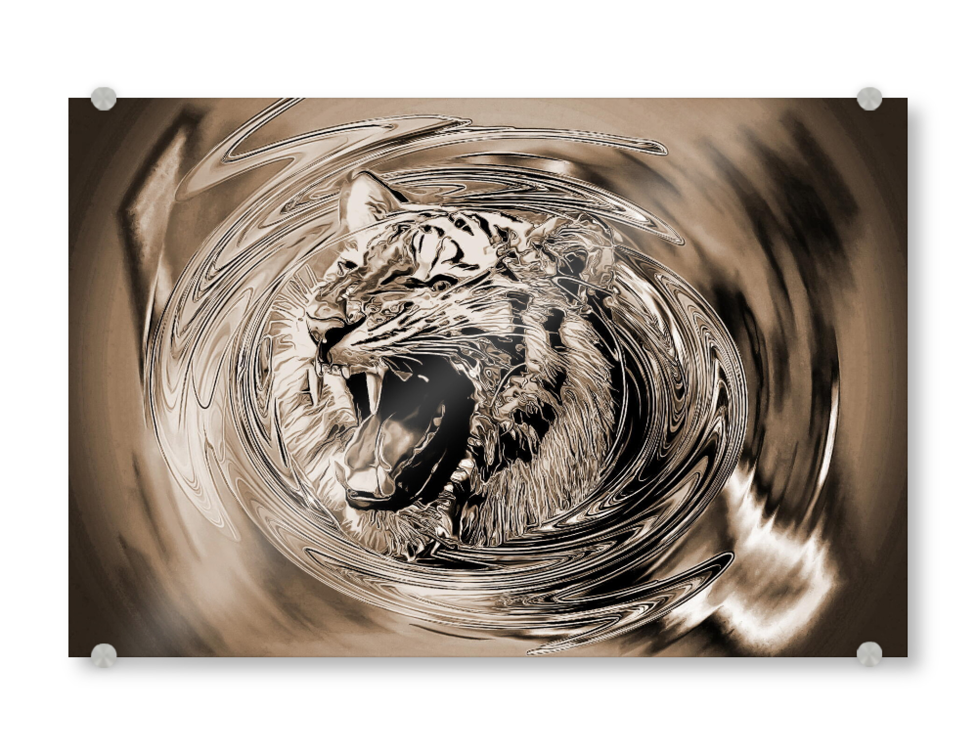 Acrylglasbild "Tiger Art sepia" artboxONE - Natur,Tiere,Abstrakt - Tiger,Art,Sepia,Portrait,Tierportrait,Tier,Animal