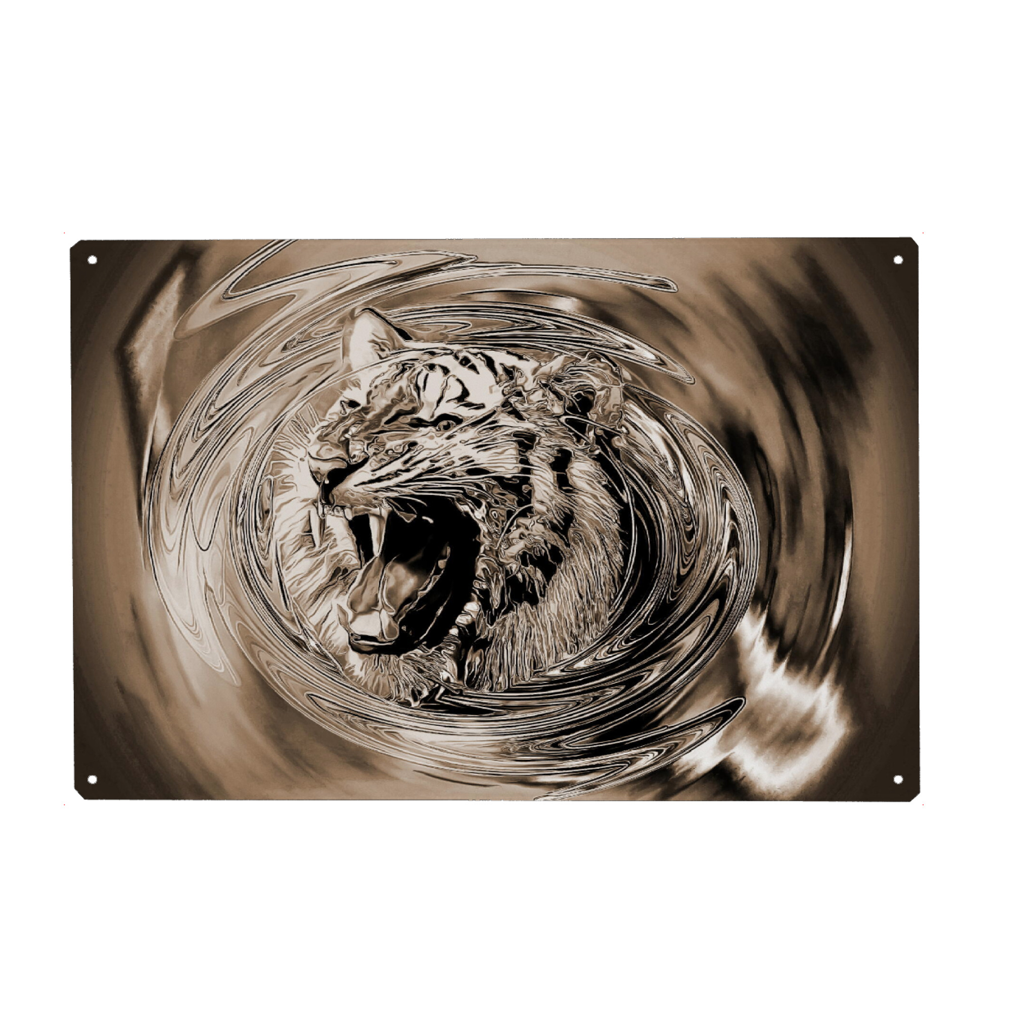 Metall Poster "Tiger Art sepia" artboxONE - Natur,Tiere,Abstrakt - Tiger,Art,Sepia,Portrait,Tierportrait,Tier,Animal - Blechschild