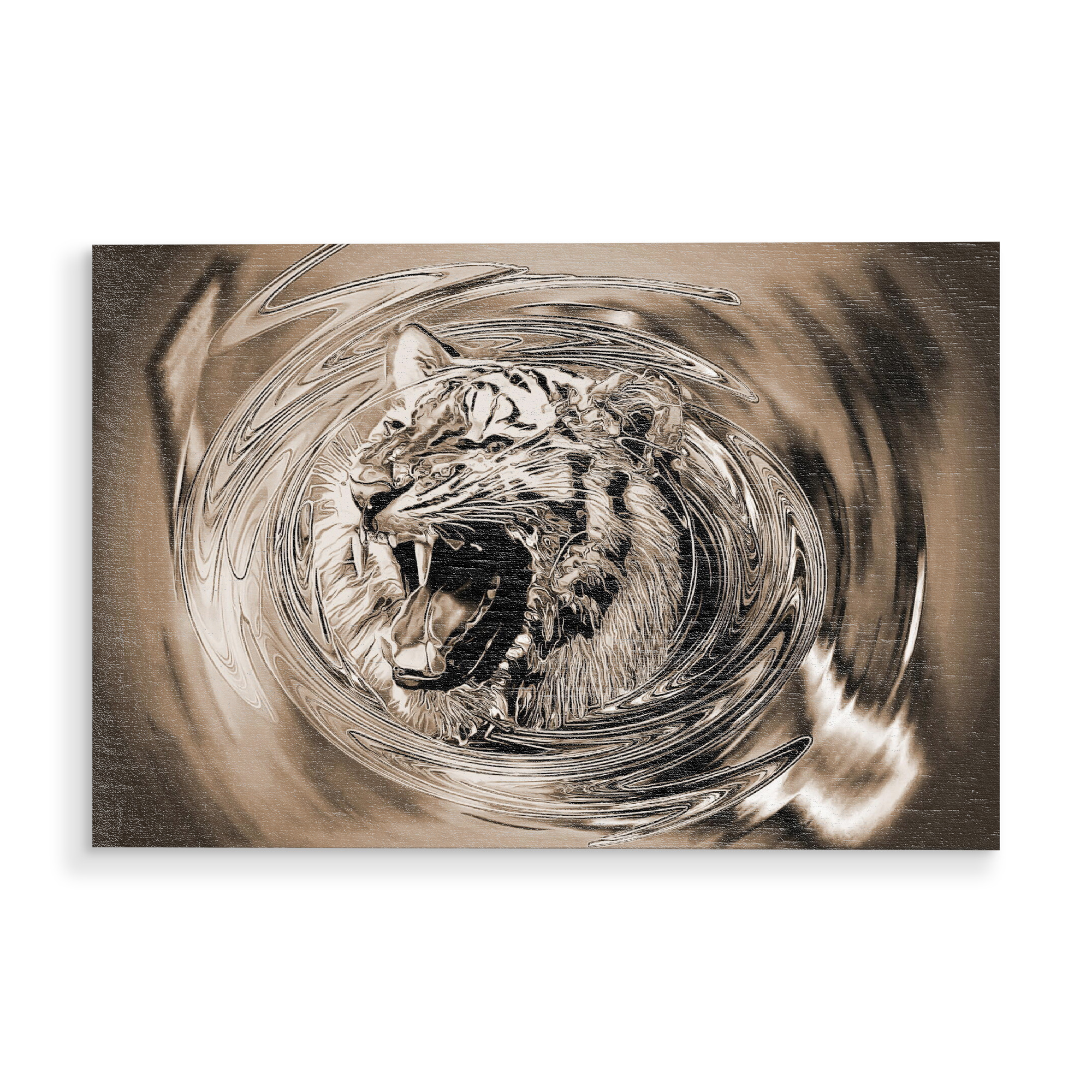Holzbild "Tiger Art sepia" artboxONE - Natur,Tiere,Abstrakt - Tiger,Art,Sepia,Portrait,Tierportrait,Tier,Animal