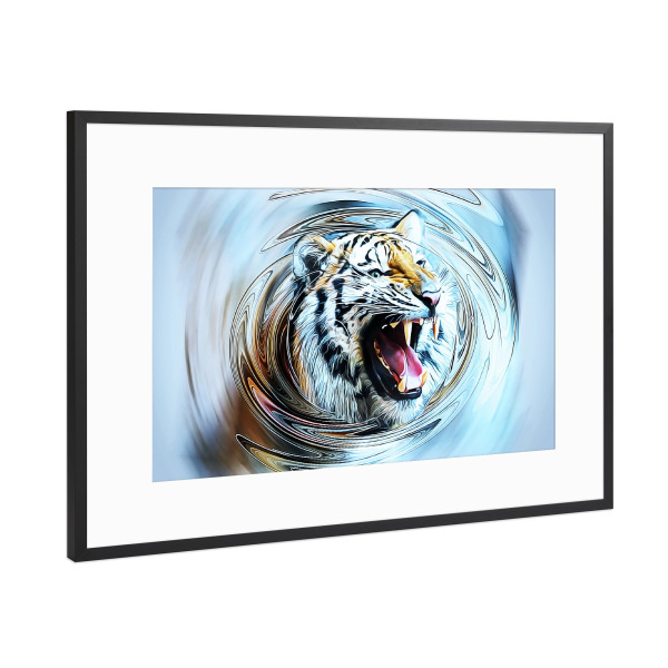 Poster mit Rahmen Schwarz (Metallic) "Tiger Art" artboxONE - Natur,Tiere,Abstrakt - Tiger,Tierportrait,Pop,Popart,Art,Animal,Tier,Portrait