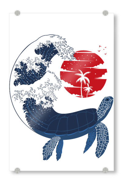 Acrylglasbild "Turtle wave" artboxONE - Tiere,Comic