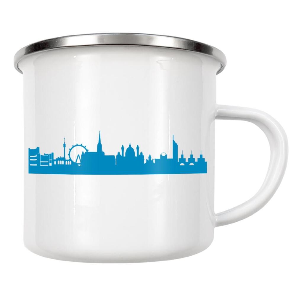 Emaille Tasse "VIENNA 05 Skyline Print monochrome Teal" artboxONE - Städte,Abstrakt,Architektur,Städte / Wien