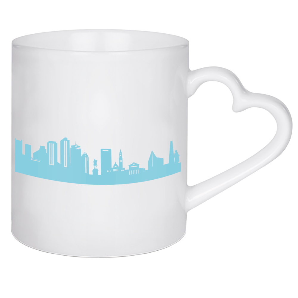 Herztasse "BOSTON 08 Skyline Pastel-Blue Print monochrome" artboxONE - Abstrakt,Architektur,Städte / Boston