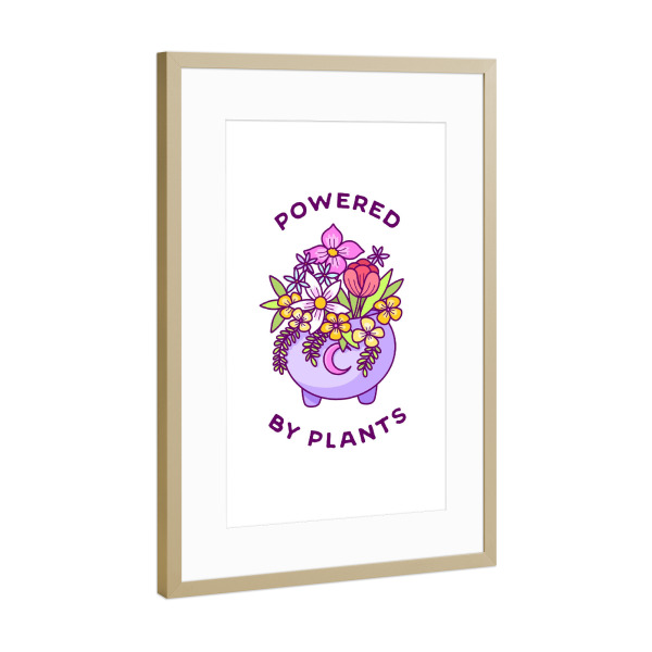 Poster mit Rahmen Gold "Powered by Plants" artboxONE - Natur,Floral