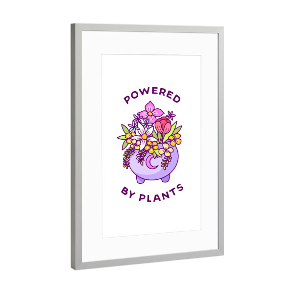 Poster mit Rahmen Silber "Powered by Plants" artboxONE - Natur,Floral