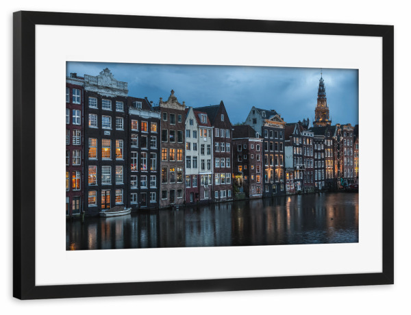 Poster mit Rahmen schwarz "Houses of Amsterdam" artboxONE - Städte,Architektur,Städte / Amsterdam
